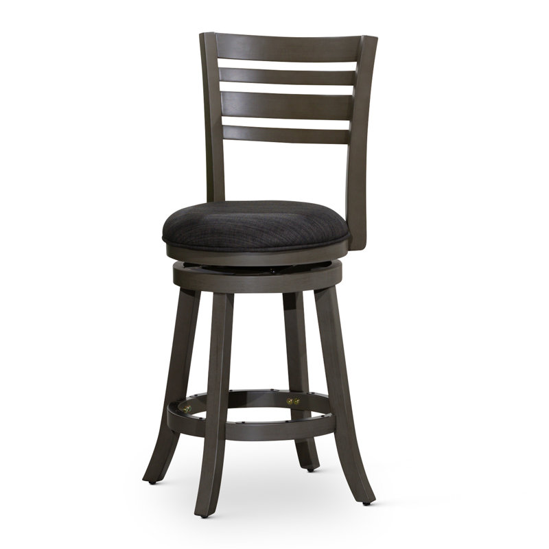 Swivel Upholstered Counter Stool, Charcoal, Weathered Gray