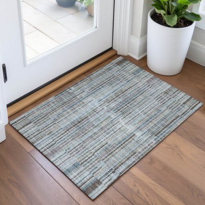 Tapis bleu sarcelle lavable à la machine intérieur / extérieur Xhevrie