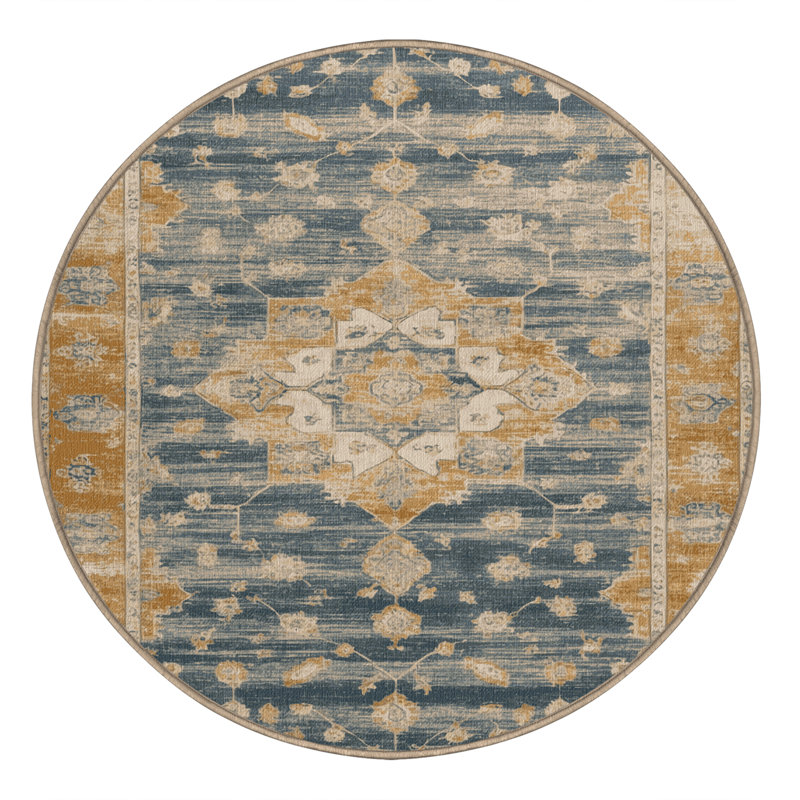 Tapis brun lavable à la machine, Rond 4 pi