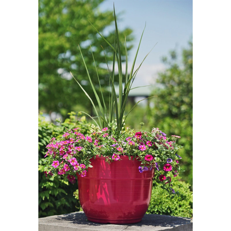 Maisonette Round Pot Planter with Drainage Holes, Bright Pink