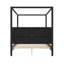 Grand lit plateforme à baldaquin en bois avec tête de lit tapissier, noir-129504195-129504194