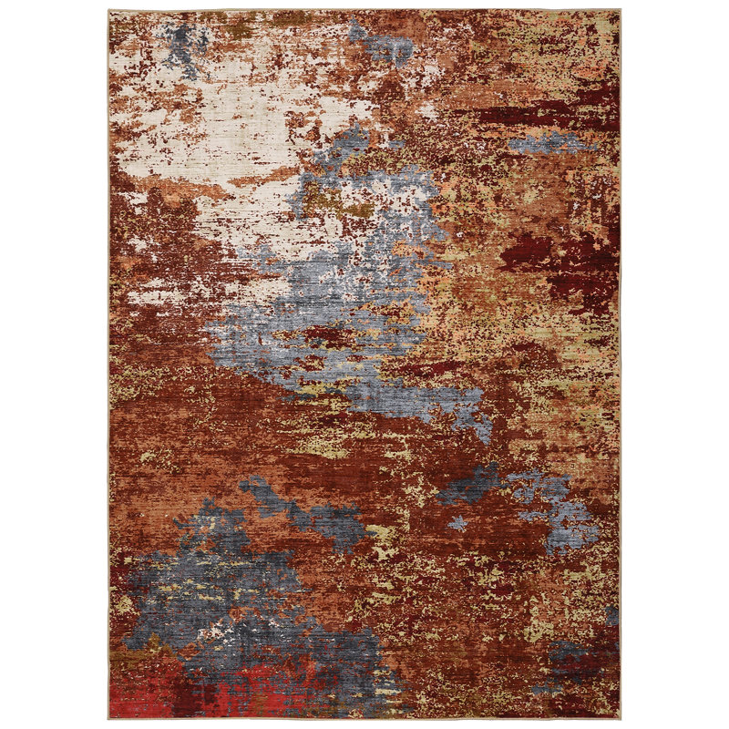 Modern Abstract Machine Washable Non-Slip Rug, Non-Shedding Contemporary Accent Rugs, Low Pile Indoor Carpet for Living Room, Bedroom