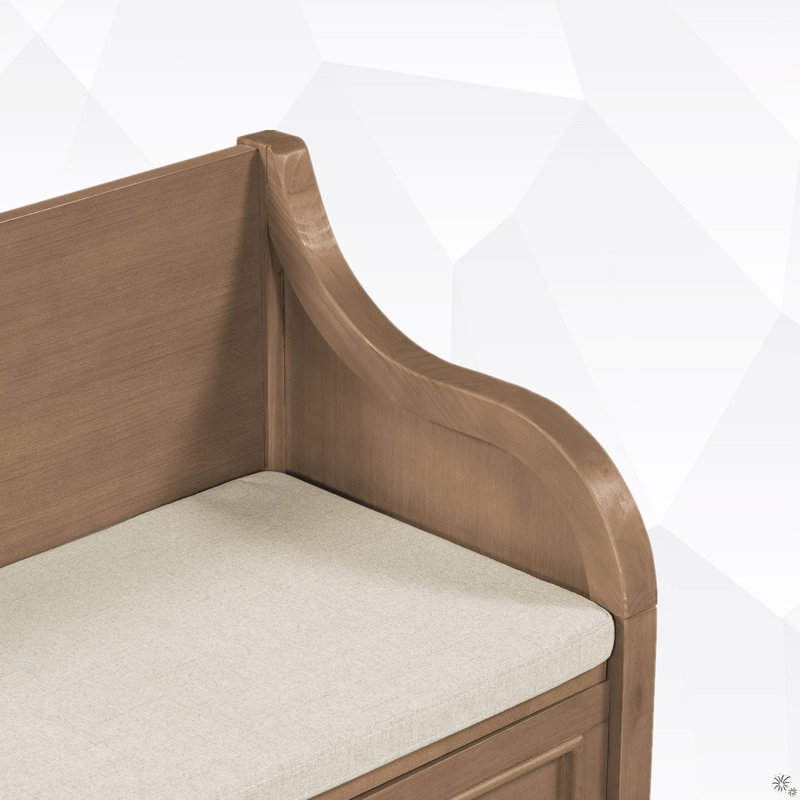 Linen Upholstered Storage Bench, Brown