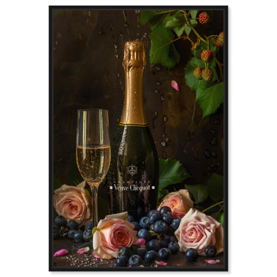 Berries and Champagne Dark Canvas Fashion Illustration by Art Remedy