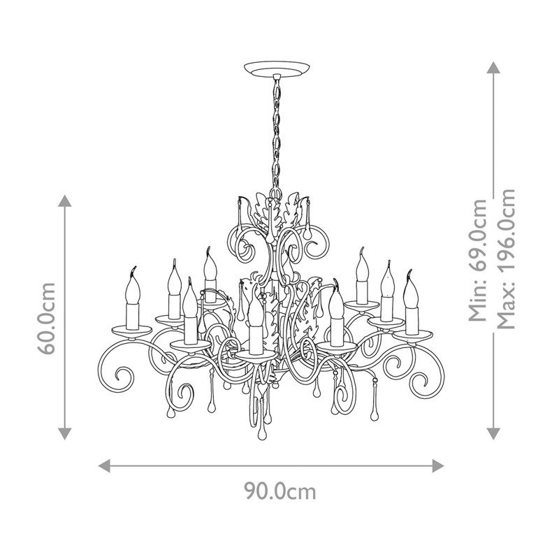 Barcroft 10 - Light Candle Style Chandelier, Bronze/Gold