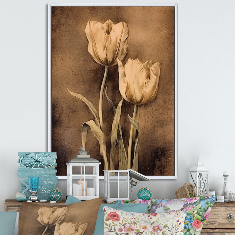 «Vintage Tulip II» sur impression sur toile, H 20 po x l 12 po x P 1 po, Cadre flottant blanc