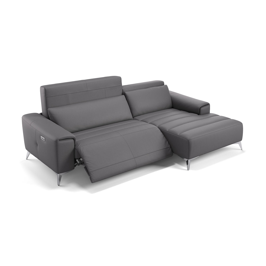 Perspections Leder Ecksofa Mini Cucuta Weiß Rechts mit Funktionen