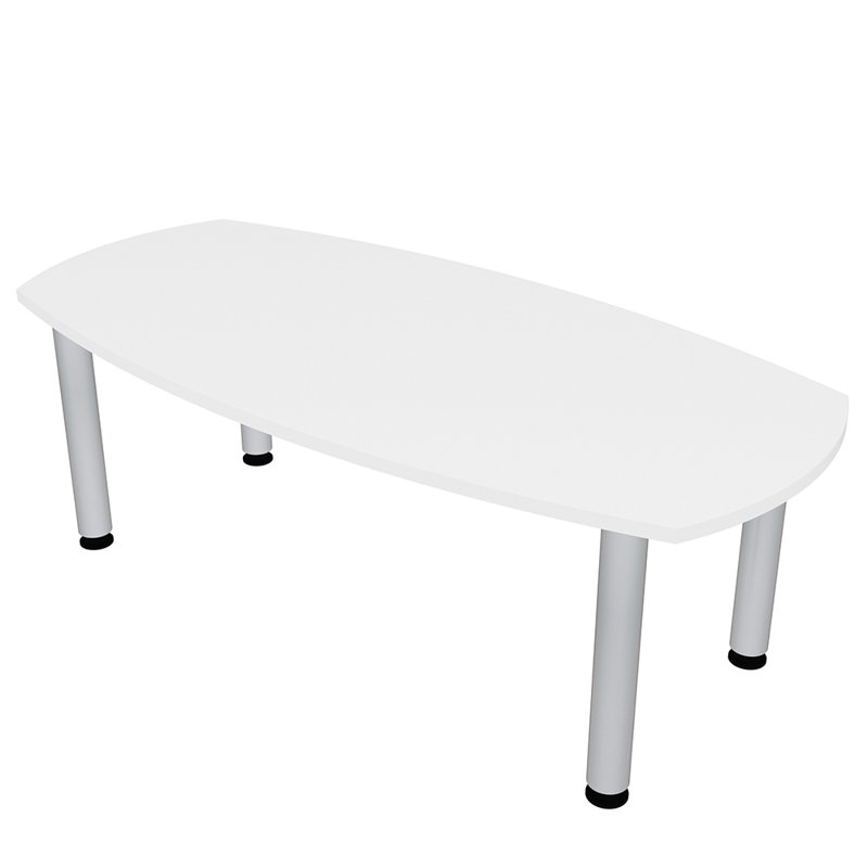 Table de conférence Pavert, L 72 po x l 36 po, Blanc classique, Nickel brossé