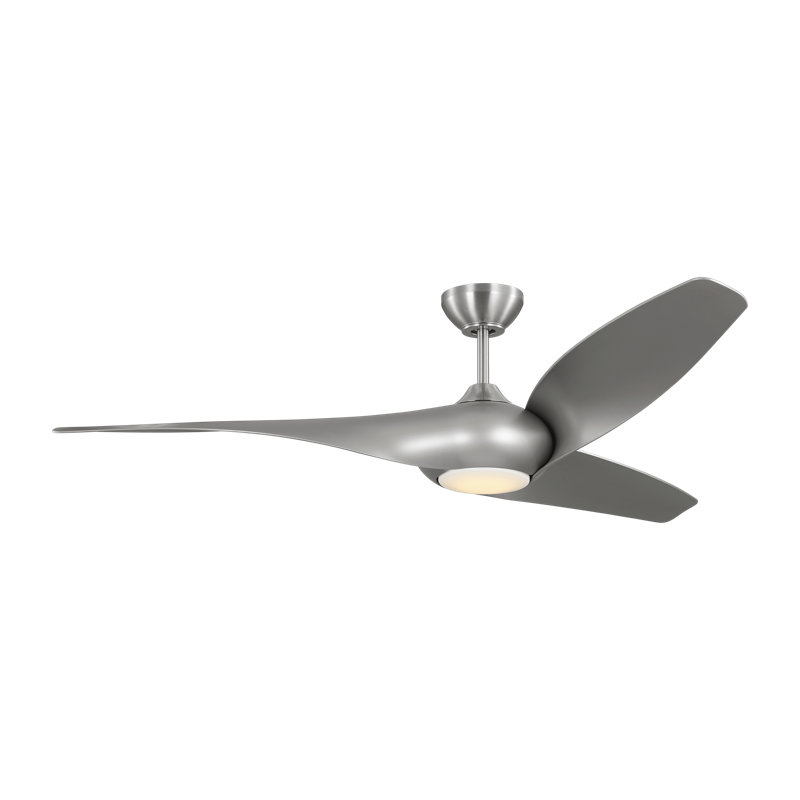 Teller Indoor Ceiling Fan with Threaded Downrod, Silver ABS blades and Handheld Remote, Silver, Brushed Steel