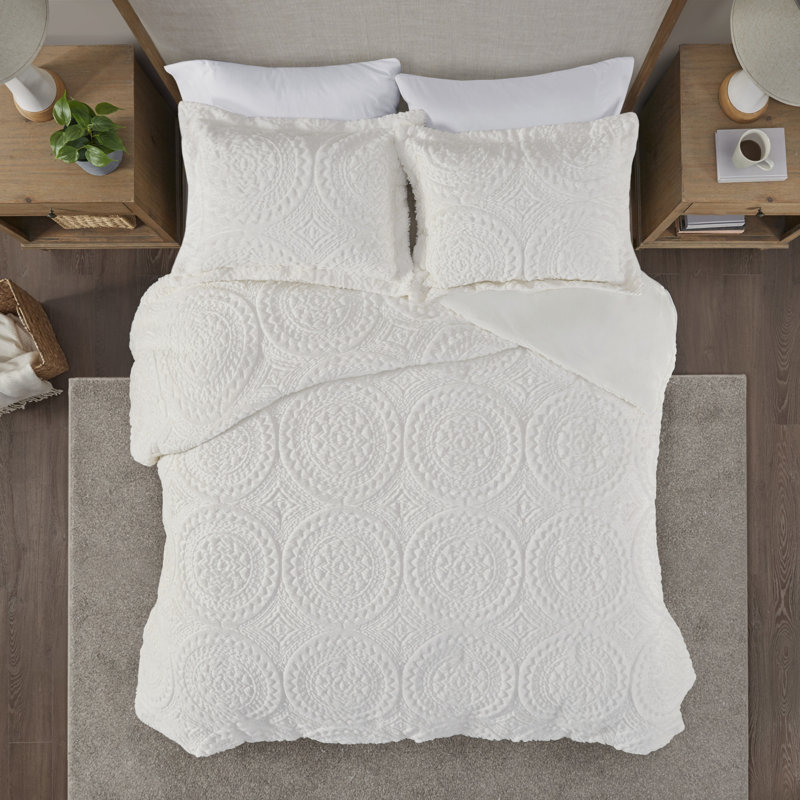 Ensemble d'édredon Arya, Édredon simple + 1 Taie décorative, Ivoire