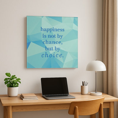 Happiness Is Not by Chance, but by Choice - Low-Poly géométrique - art mural carré en métal