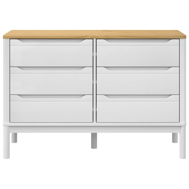 Latitude Run® Chest Of Drawers FLORO Solid Wood Pine, Brown/White