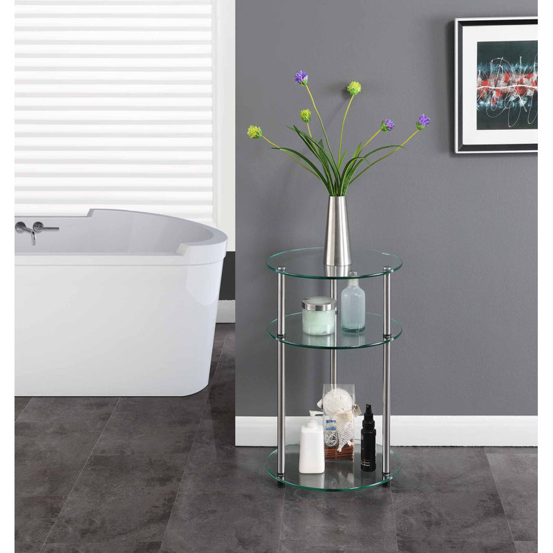 Beckett Glass Top End Table, Silver