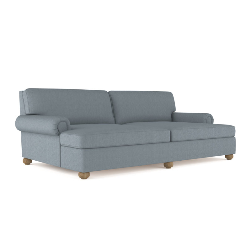 Leroy Rolled Panel-Arm Daybed with Bun Feet, Weathered, Plush Velvet Silver Streak
