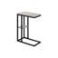 Table d'appoint, en forme de C, bout, côté, collation, salon, chambre à coucher, stratifié gris, métal noir, contemporain, moderne-2137732114-2137732115
