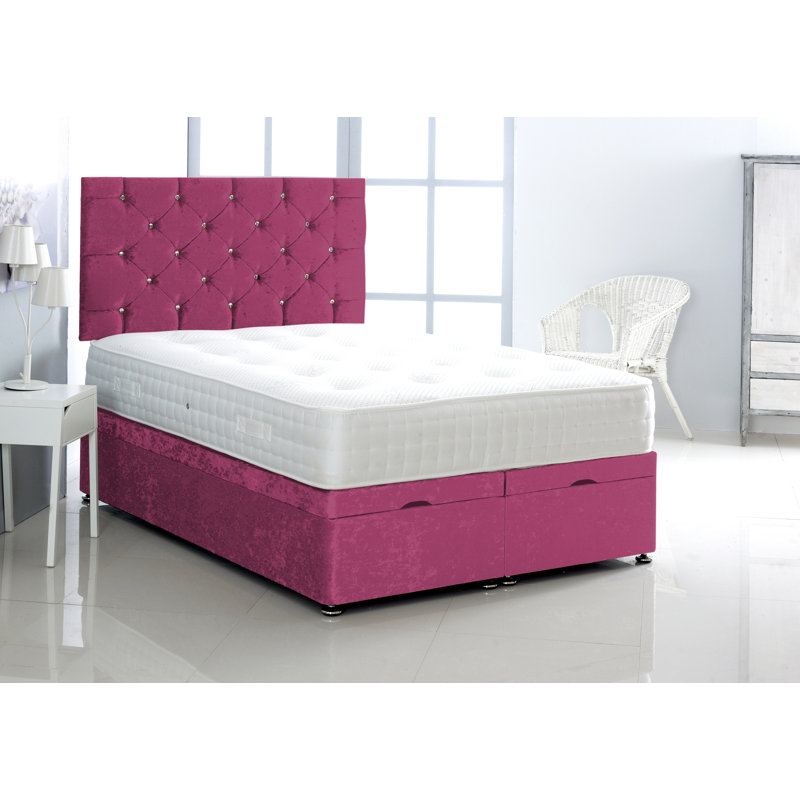 Marisol Upholstered Ottoman Storage Bed, Pink, Double (4'6)