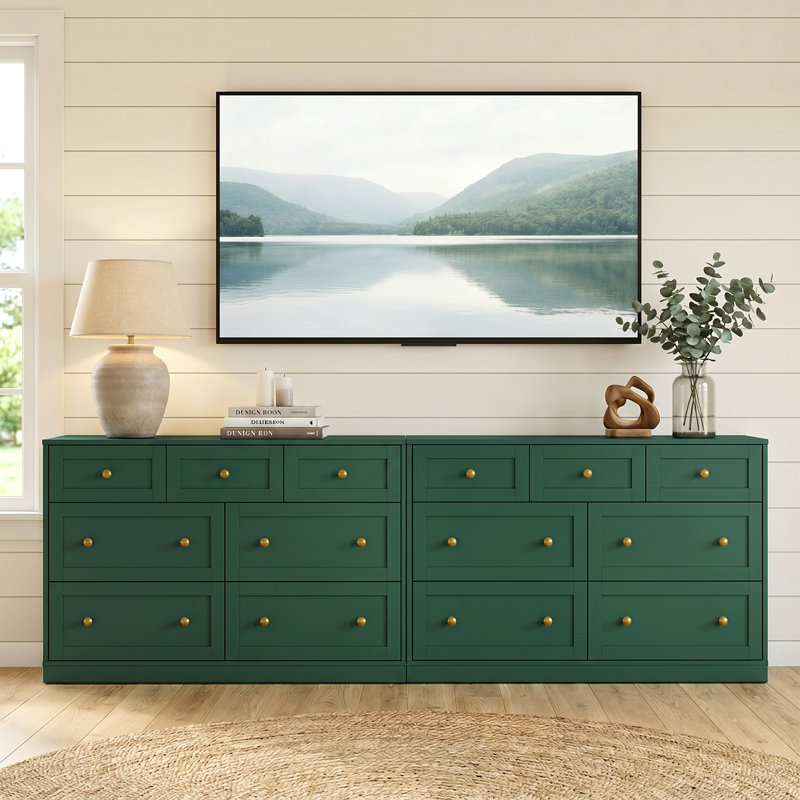 Commode 7 tiroirs Yokota, Green