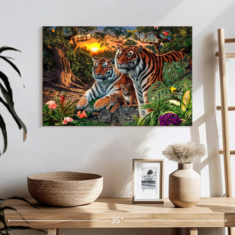 Une famille de tigres, H 16 po x l 24 po