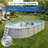 Blue Wave Belize 12x24-ft Oval 52-in Deep Hard Sided Steel Frame Above Ground Pool with 6-in Steel Top Seats, 0.5 HP Sand Filter System, Ladder, Skimmer & Liner – 6,300 Gallon Cap for Family Use