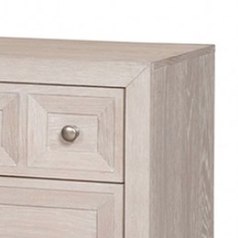 Table de chevet Kizie, USB, 3 tiroirs, bronze, bois massif beige, 28 pouces