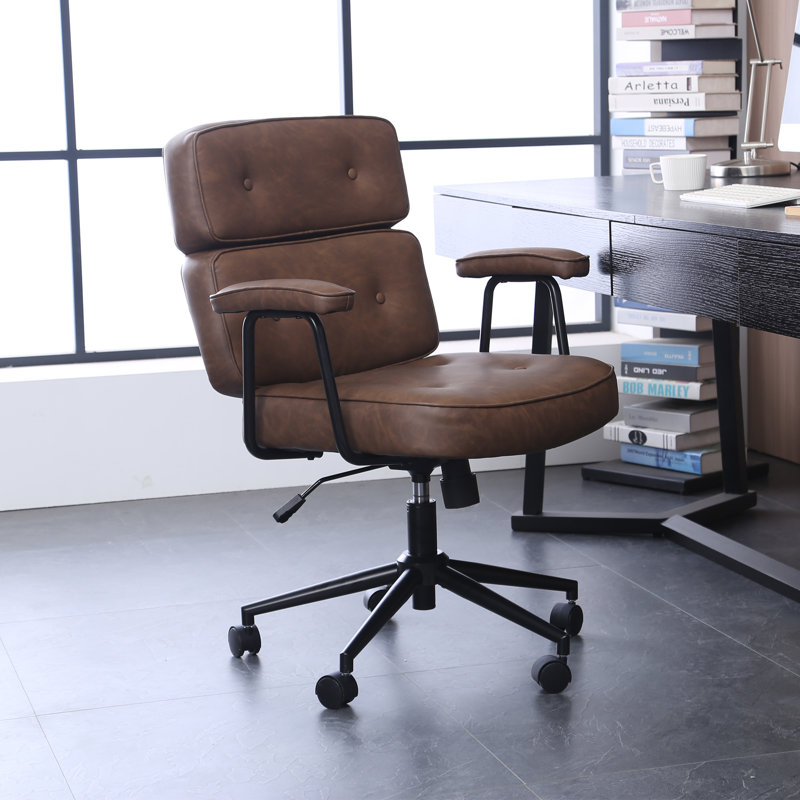 Ergonomic Upholstered Lounge Chair with Metal Frame and Armrests, Brown