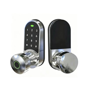 Keypad Smart Door Knob Lock,Keyless Entry Fingerprint Lock for Front Door,Electronic Code Door Knob,Satin Nickel