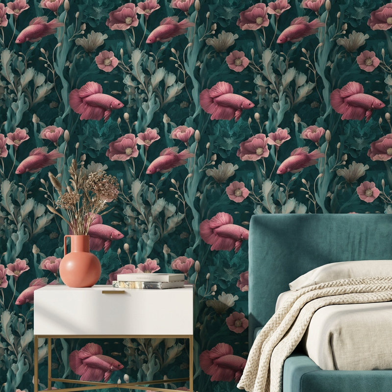 Papier peint floral aquatique sous-marine, Non-collé