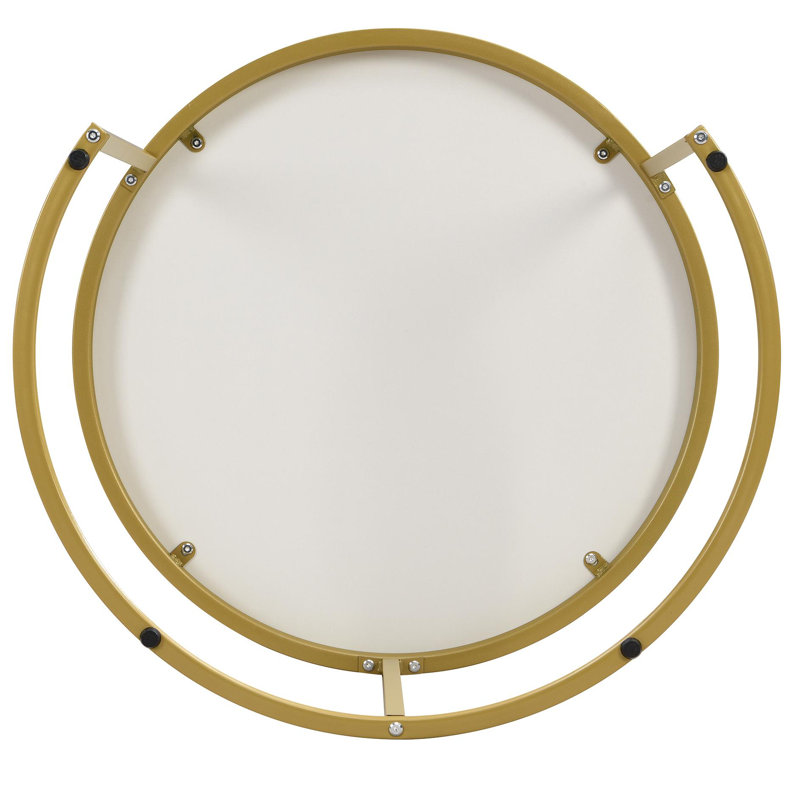 Rotating Round High Gloss Marble Pattern Round Side Table Set (Set Of 2)