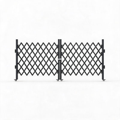Carbon Steel Expandable Safety Gate with Double Doors, 74-Inch Wide Black Retractable Fence with 2-Point Locking for Kids Pets Stairs Doorway