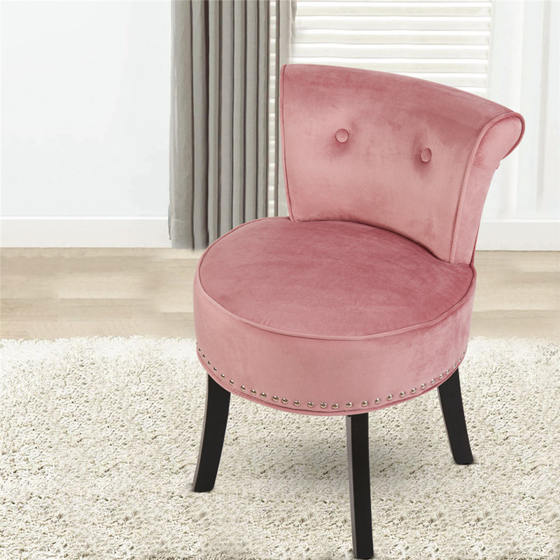 Athyrium Solid Wood Accent Stool, Pink