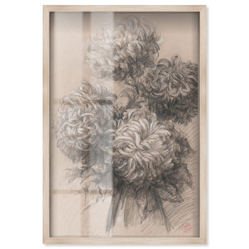 «Ghost Flowers Shadowbox Print» par Art Remedy, H 46 po x l 31 po, Crème, crème