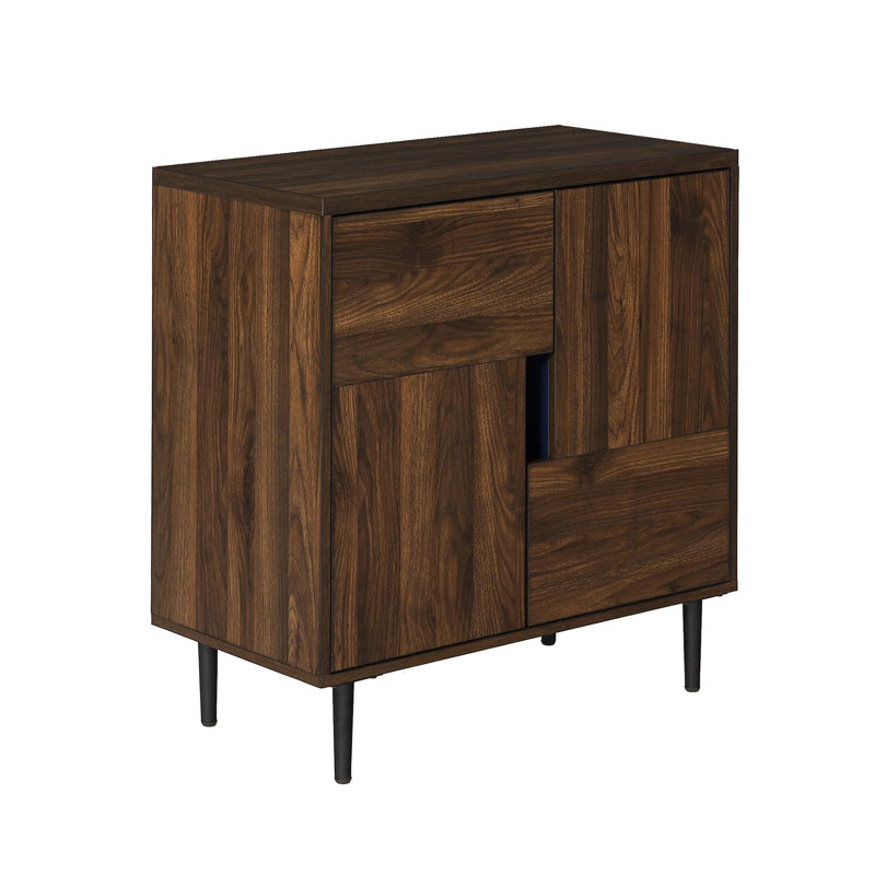 Dark Walnut Freestanding Modern Accent Cabinet with Shelves