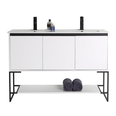 Carliana 48'' Double Bathroom Vanity with Ceramic Top