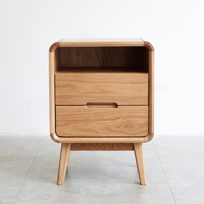 Pure Solid Wood Bedside Cabinet Modern Simple Nightstands Oak Bedside Cabinet Nordic Bedroom Solid Beech Storage Cabinet