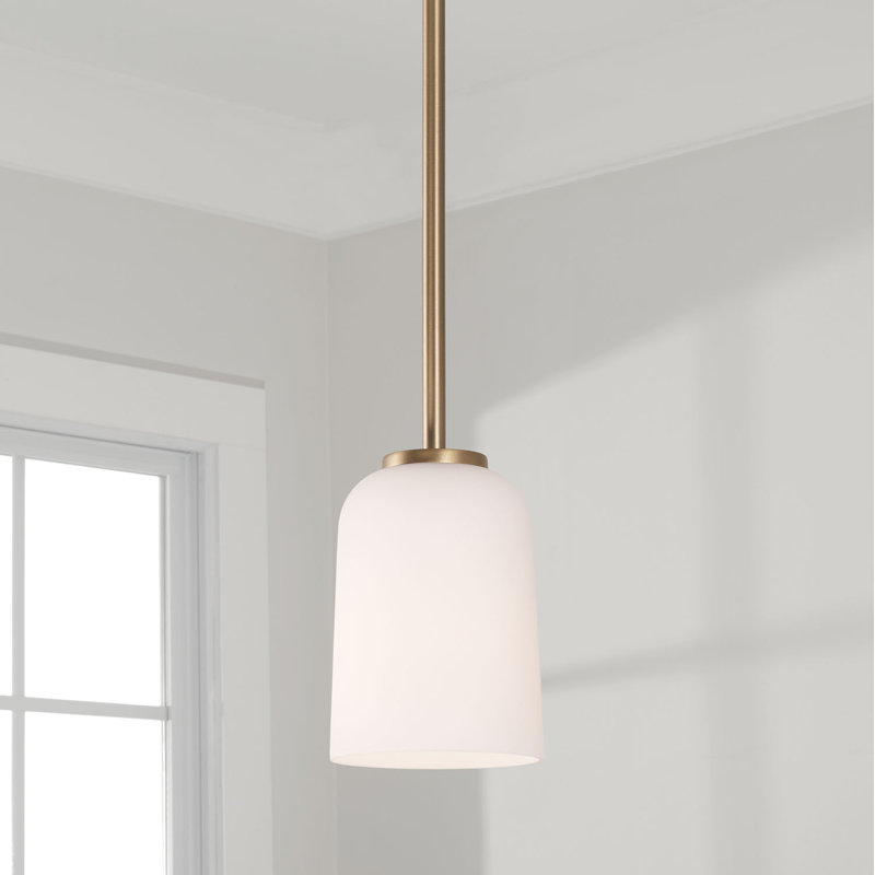Aged Brass Mini Pendant with Soft White Glass Shade