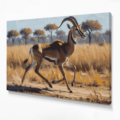 Wildlife Grant's Gazelle Brown Canvas Wall Art