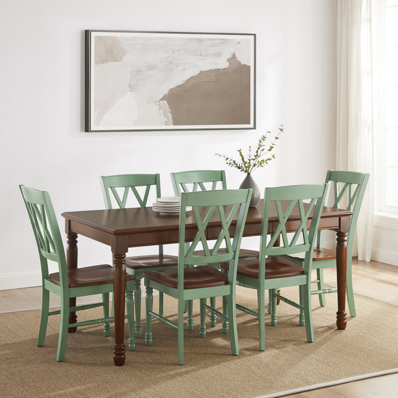 Dunblane Dining Table Set, Green, 7 Pieces: Table, 6 Chairs