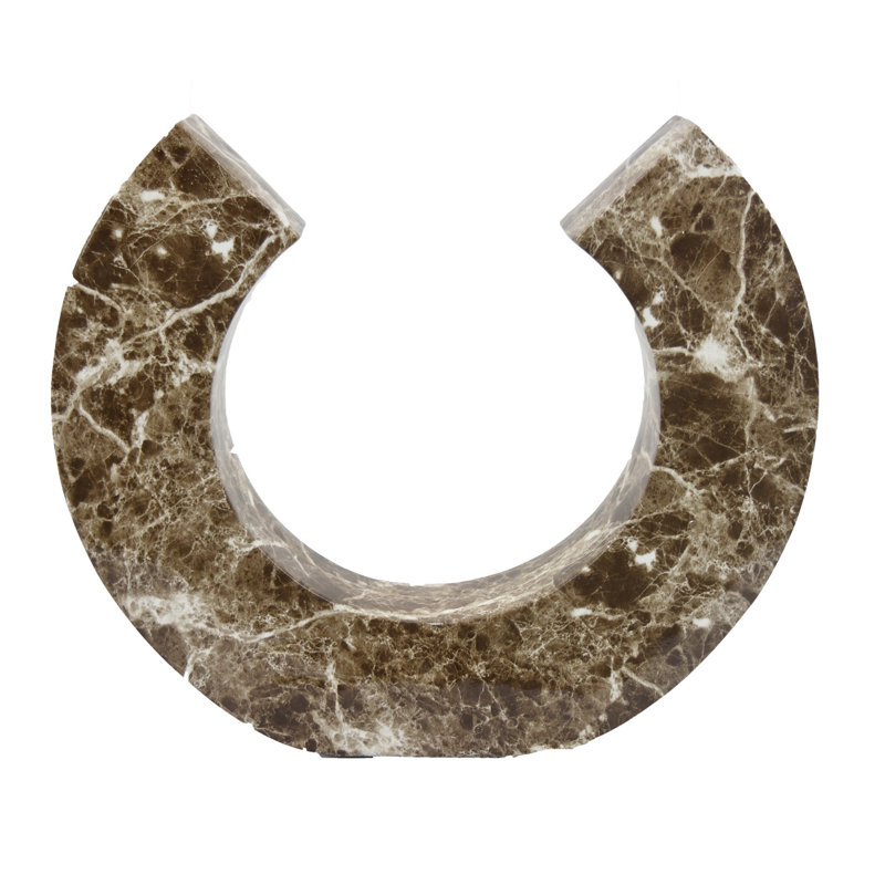 Tabletop Decor Accent, Open-Curved Frame, Brown Marble-Like Resin 14 Inch, 9.75" H x 13.75" W x 5.75" D