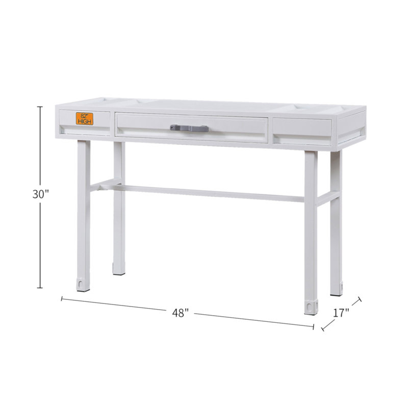 Bureau de coiffeuse en métal avec un tiroir, Blanc