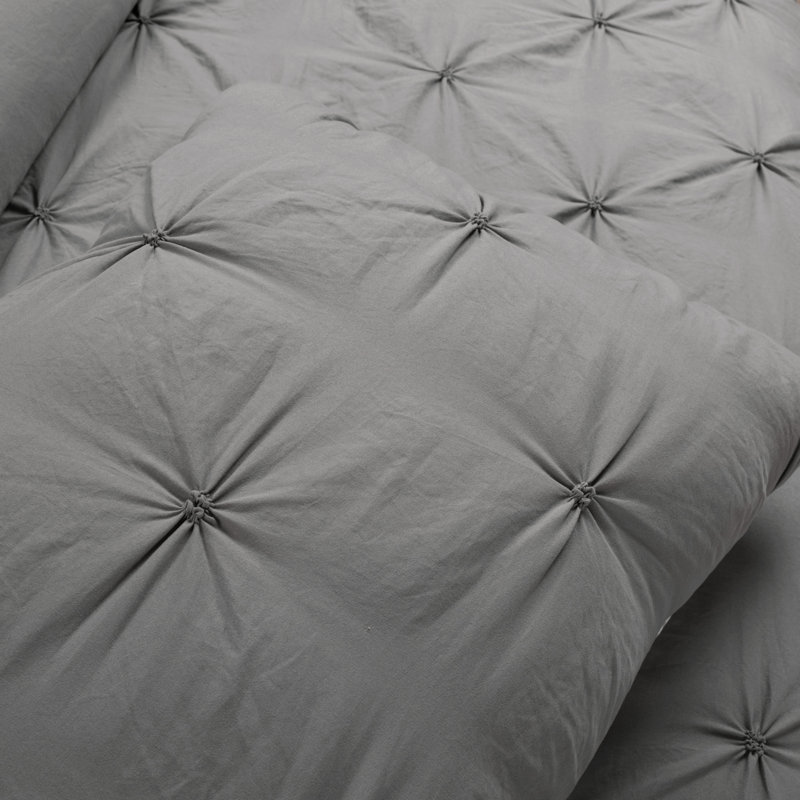 Ravello Microfiber Comforter Set, King Comforter + 2 King Shams, Gray