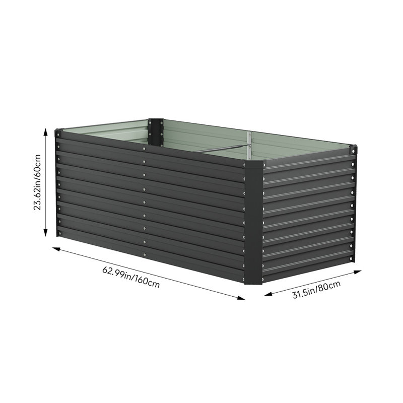 Raised Garden Bed, 60cm H x 160cm W x 80cm D, Black