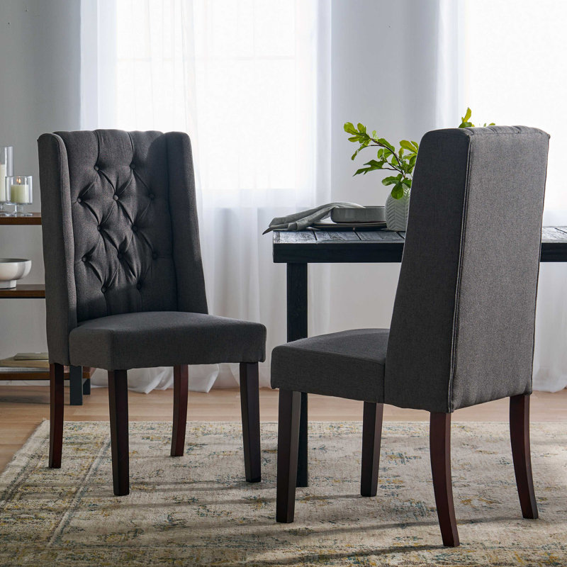 Chaise de salle à manger [Ensemble de 2 pièces], Gris foncé