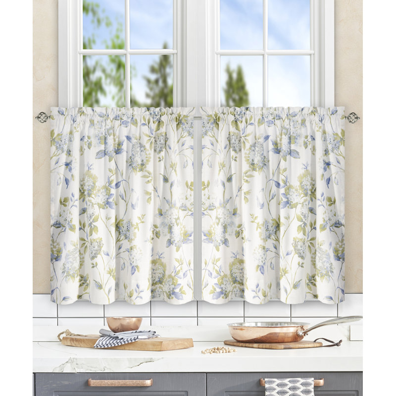 Erie Cotton Blend Floral Tailored Cafe Curtain, Multi, 36" H x 56" W 