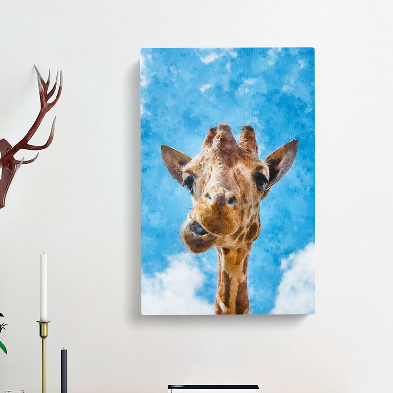 Chewing Giraffe - Wrapped Canvas, 91cm H x 60cm W x 3cm D