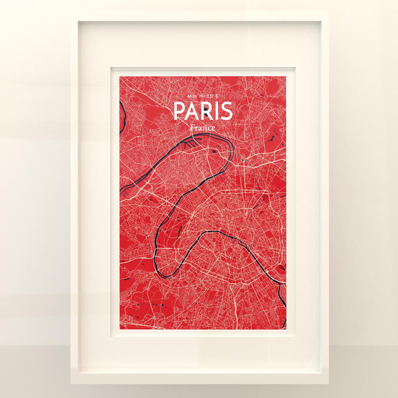 Paris City Map In Nautical - No Frame Print, 27.6cm H x 19.7cm W x 0.05cm D