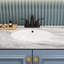 Robinet de salle de bain 5,45 ", noir mat, 2, bec à arc moyen, teinté, robinet central noir monté sur le comptoir 5,45", 2 poignées,-131418191
