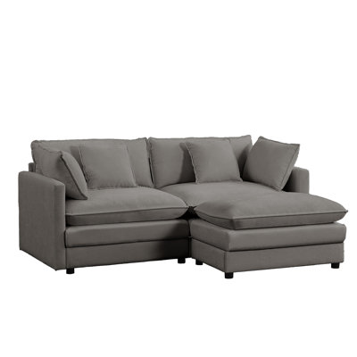 Boneless 77.2" Modular Sectional Sofa With Movable Ottomans - Chenille Fabric, High-resilience Foam Cushions & Removable Armrests (56.3"w X 33.1"h, 4 Color Options)"