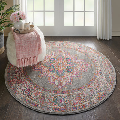 Abbate Oriental Gray/Pink Area Rug
