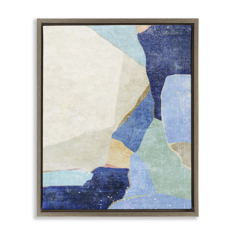 Art mural sur toile à motifs géométriques par Suzanne Nicoll, H 21 po x l 17 po, Cadre flottant orme Montalcino