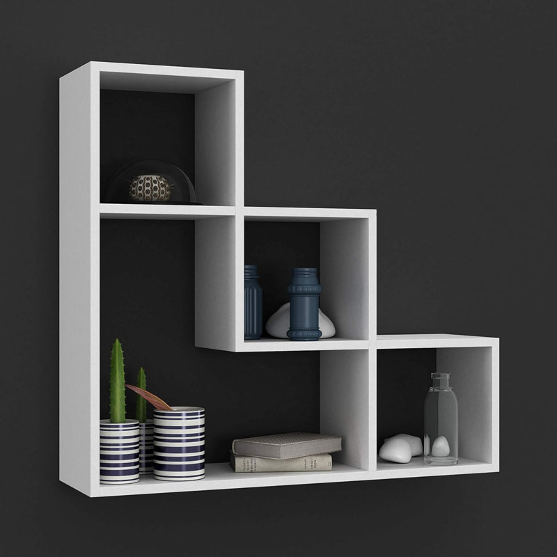 Bonita 3 Piece Manufactured Wood,Metal Floating Shelf, White